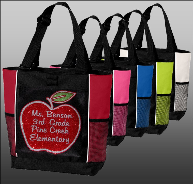 Teacher Tote Bag with Personalized Name Grade and School in