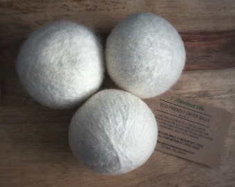 Eco Friendly Dryer Balls, Dryer Balls Set of 3 Wool Dryer Balls, Wool Balls, Natural Dryer Balls, Laundry Dryer Balls, Felt Wool Dryer Ball