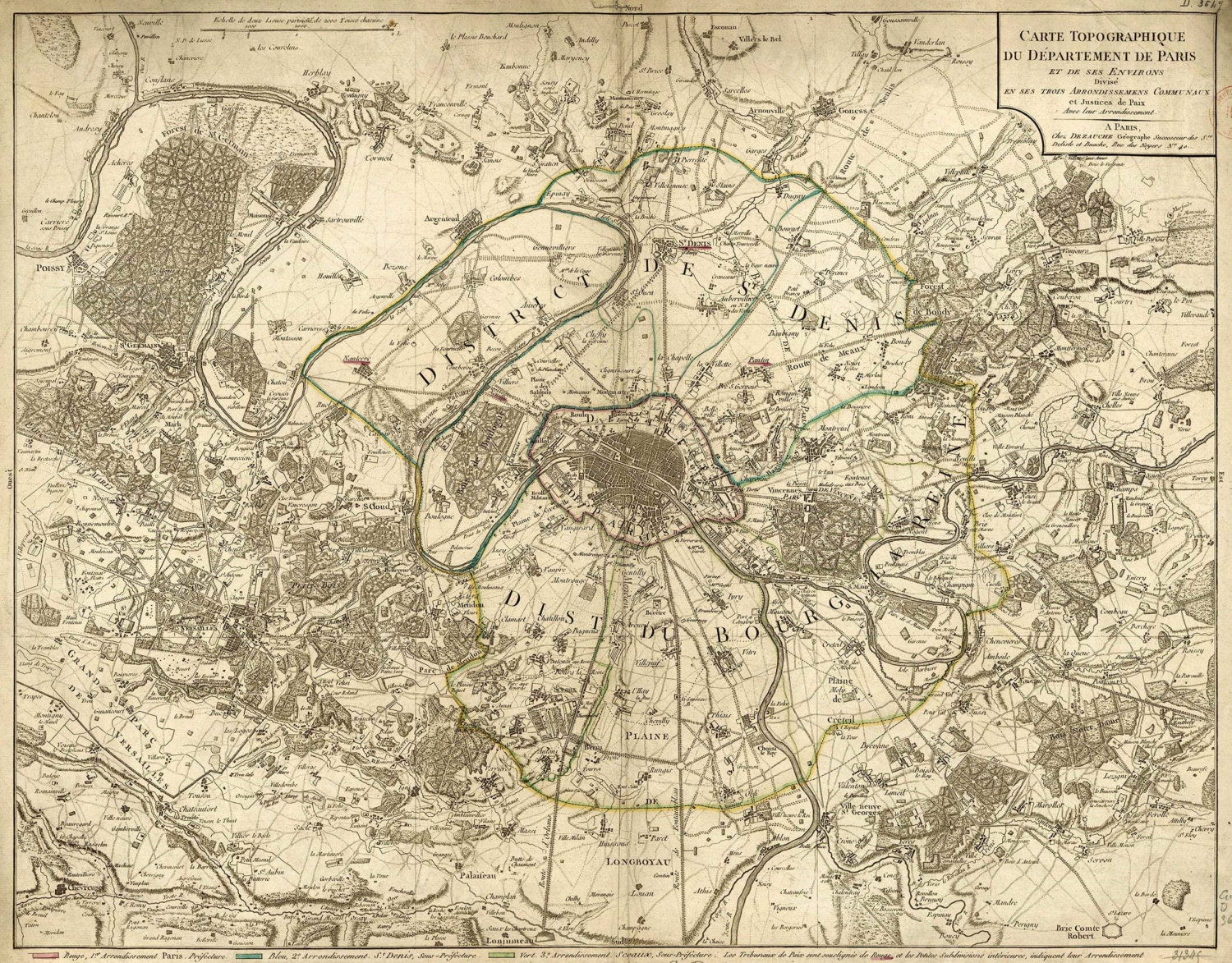 Old map of Paris (1895) Paris map in 5 sizes up to 43x55 (109x140cm ...