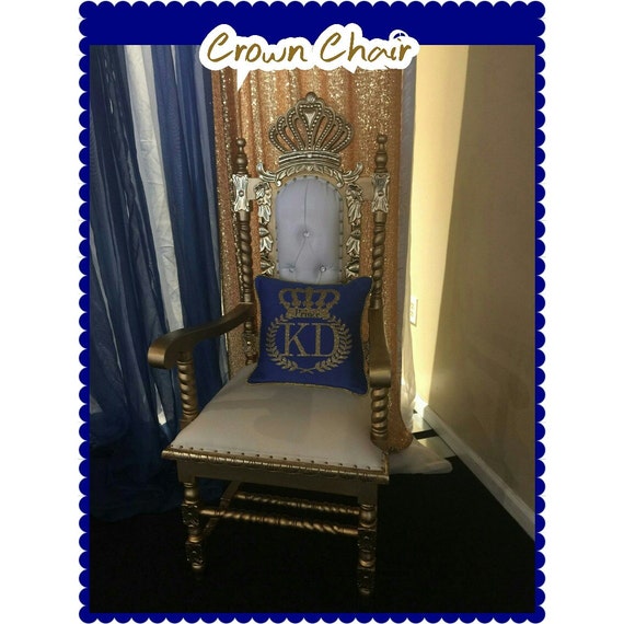 Items similar to Crown Chair Silver and white ,royal crown chair,Throne