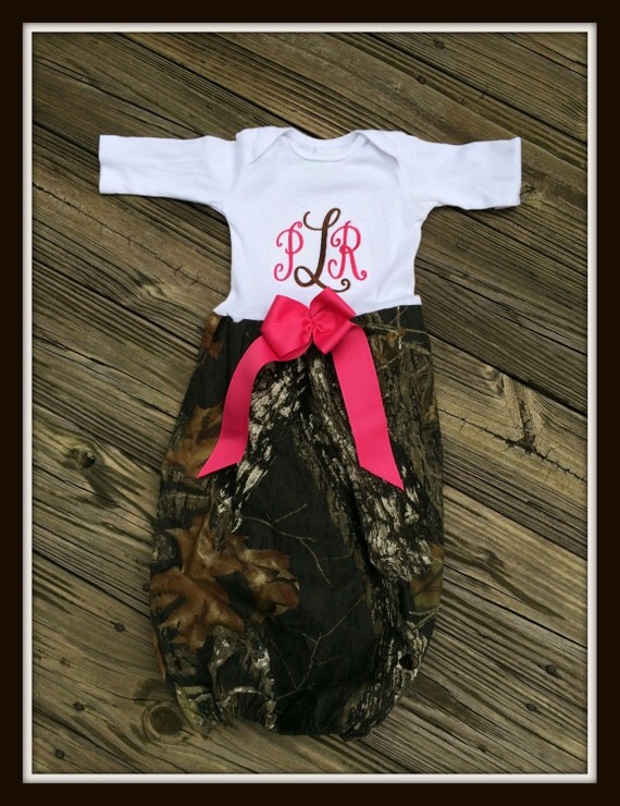 Monogrammed Infant Gown Camo