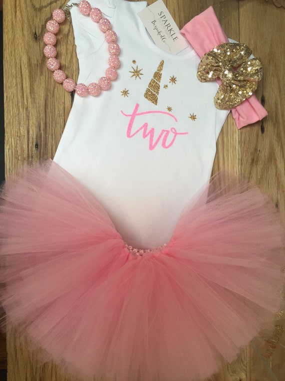 two gold and pink birthday outfit with tutut