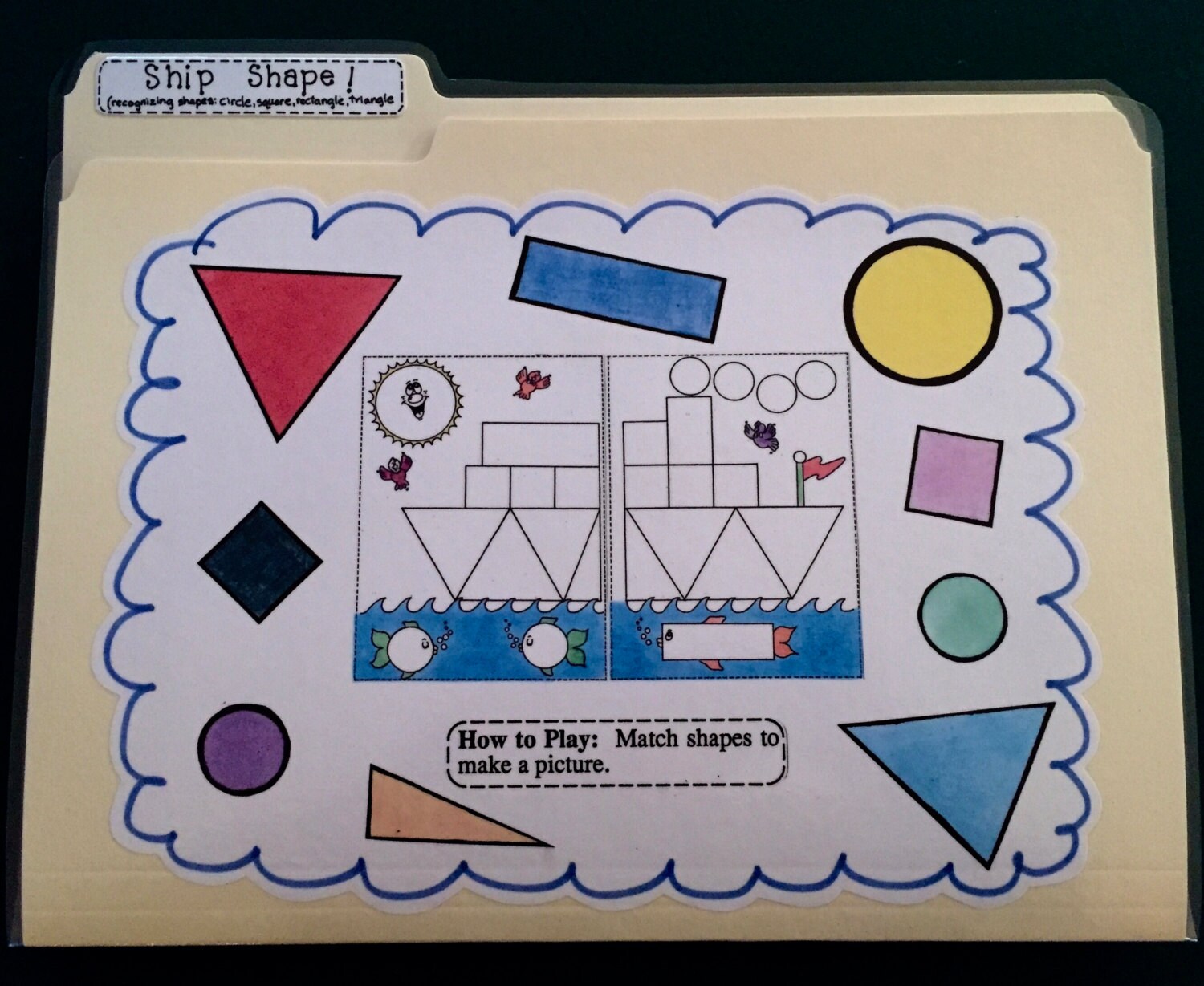 SHIP SHAPE Shapes File Folder Game Ready to play No