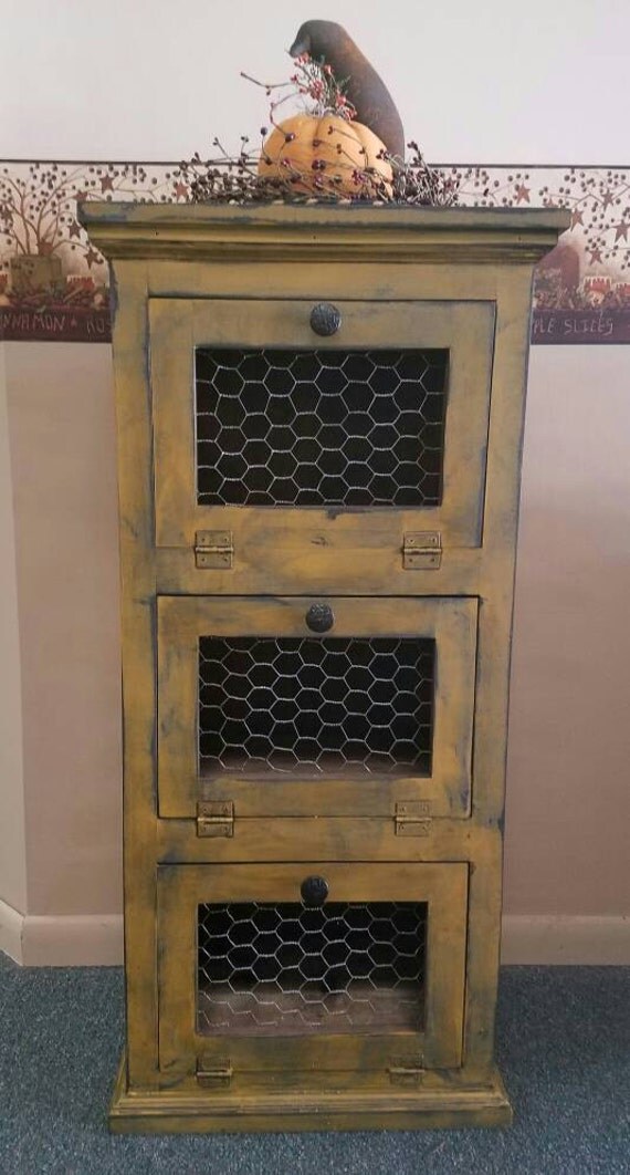 Primitive Rustic Potato and onion bin vegetable bin.