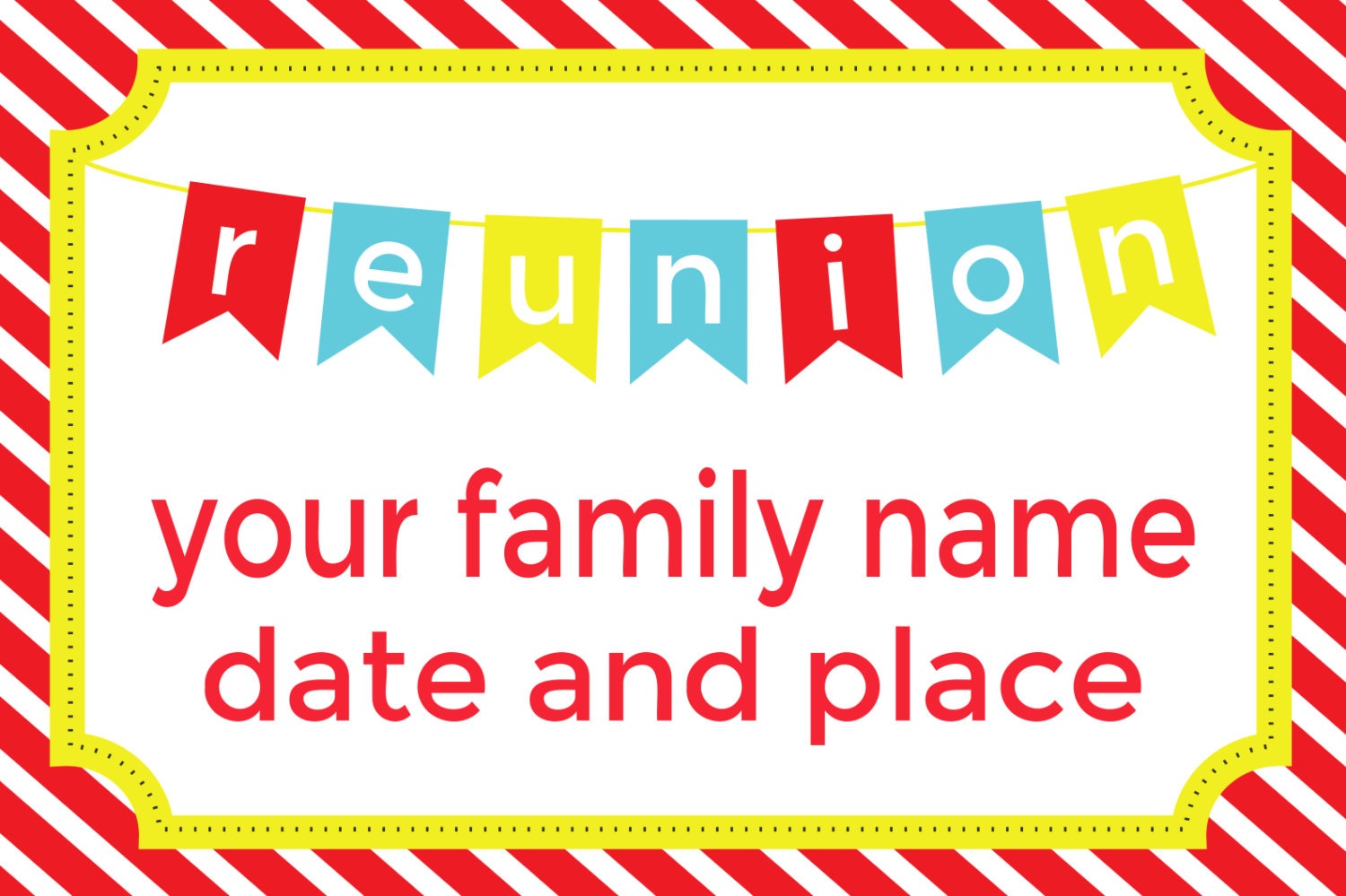 Family Reunion Banner with Stripes