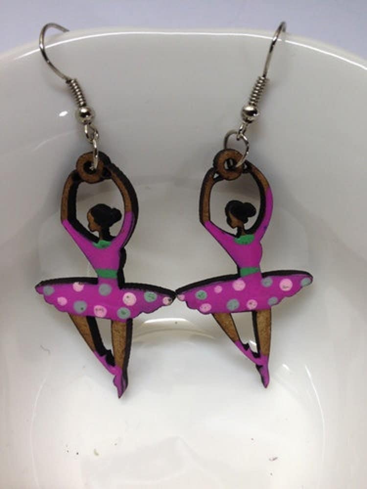 Ballerina earrings wooden ballet earrings by