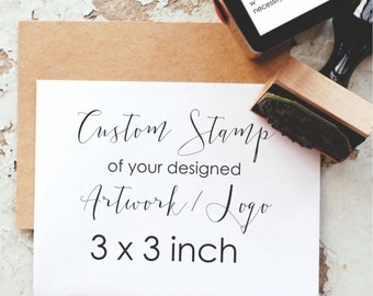 Custom Stamp 3x3- 3 Inch Custom Logo Stamp, Business Card Stamp, Personalized Stamp - Custom Business Stamp, Custom Rubber Stamp