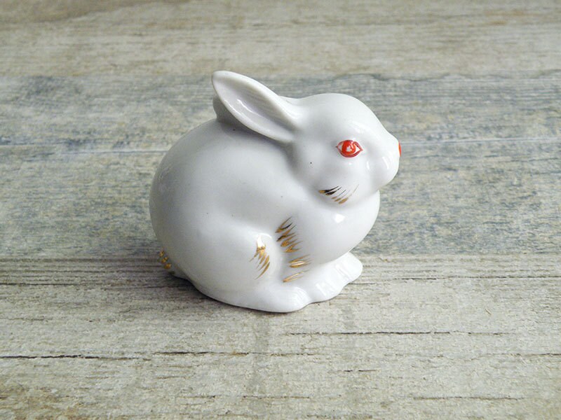 white porcelain rabbits