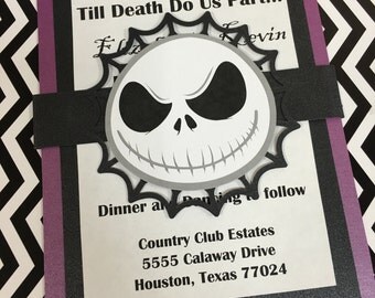Nightmare Before Christmas Invitations • Halloween Invitations • Wedding Invitations • Jack Skellington invitations • Envelopes Included
