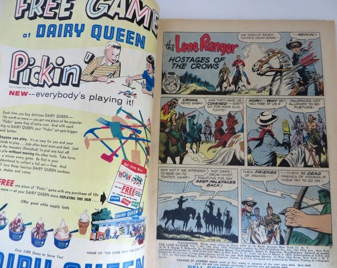 Vintage Lone Ranger Comic Book, Dell Comics, Vol. 1 No. 108 June 1957