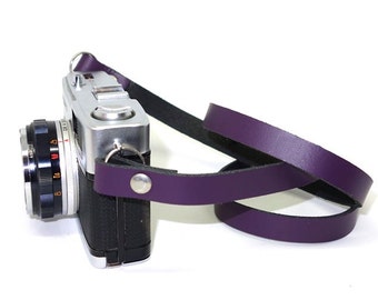 Handmade Leather Camera Neck Strap - Purple