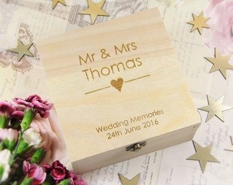 Personalised & Engraved Rustic Wedding Memories Box - Couples Box, Wedding Gifts, Wedding Keepsake Box, Personalised Wedding Boxes
