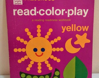 1971 Preschool Activity Book Read Color Play retro graphics