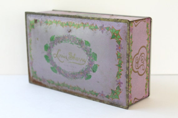 Louis Sherry New York Tin Candy Box Vintage Purple Tin