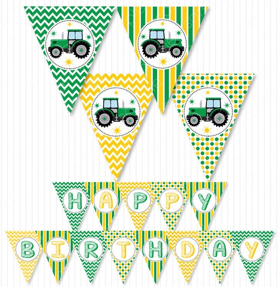 Tractor Birthday Banners Tractor bunting flags Tractor