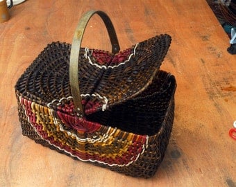 Picnic basket, gathering basket, Wicker picnic basket, Personalized picnic basket, Woven Basket, Boyfriend gift