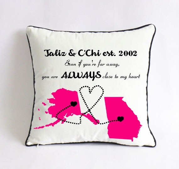 long distance AK GA pillow casegirlfriend one year