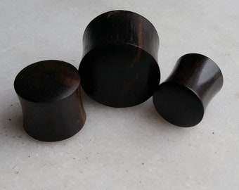 Black Ebony wood Flesh Plugs / Tunnels * sizes 6mm / 8mm /9mm/ 10mm / 12mm / 14mm / 15mm / 16mm / 18mm / 20mm / 22mm / 24mm / 29mm *