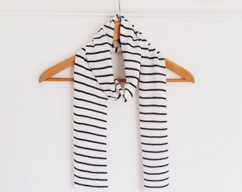 Striped cotton scarf, striped nautical scarf, navy and white scarf, nautical scarf, striped navy scarf