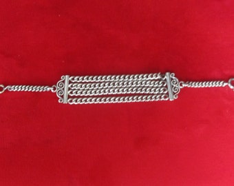 Antique Sterling Silver Pocket Watch Chain Bracelet