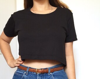 Vintage 90s Patchington Black Crop Top Size small