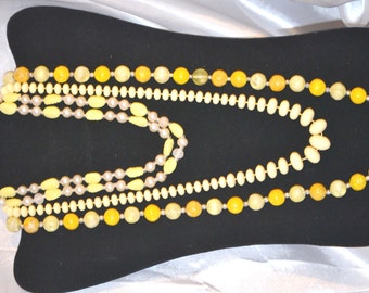 Vintage Necklace Lot Sunny Summer Yellow Three Necklace Group Destash
