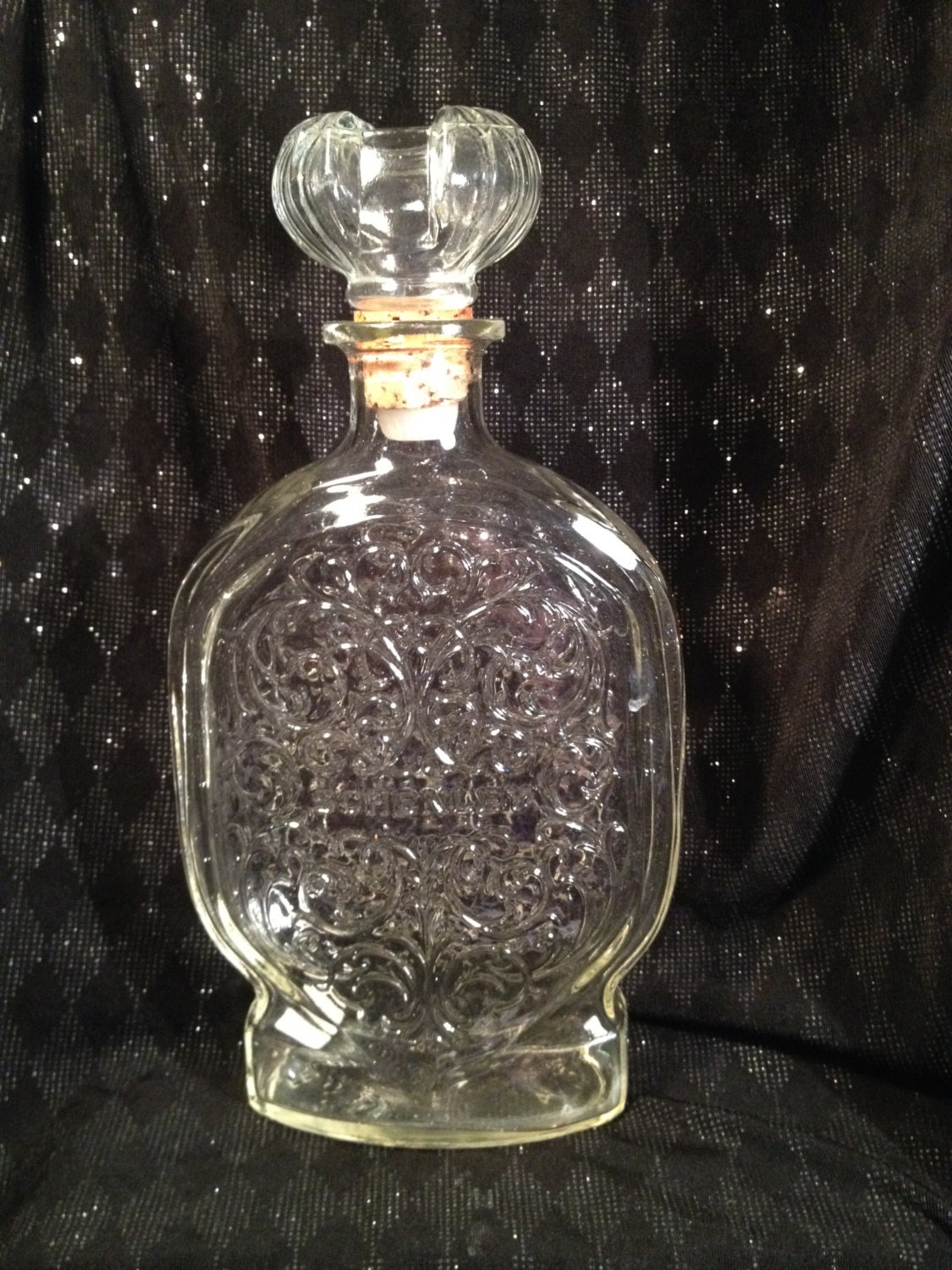 Vintage Schenley Whisky Glass Bottle/Decanter with Cork and