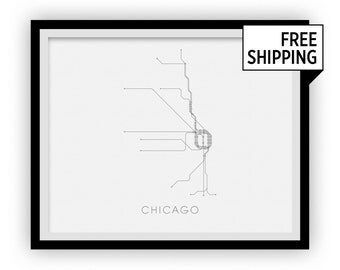 Chicago Subway Map Print - Chicago Metro Map Poster