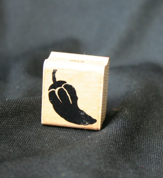 Small Chili Pepper Rubber Stamp JRL Designs Stamp Wood