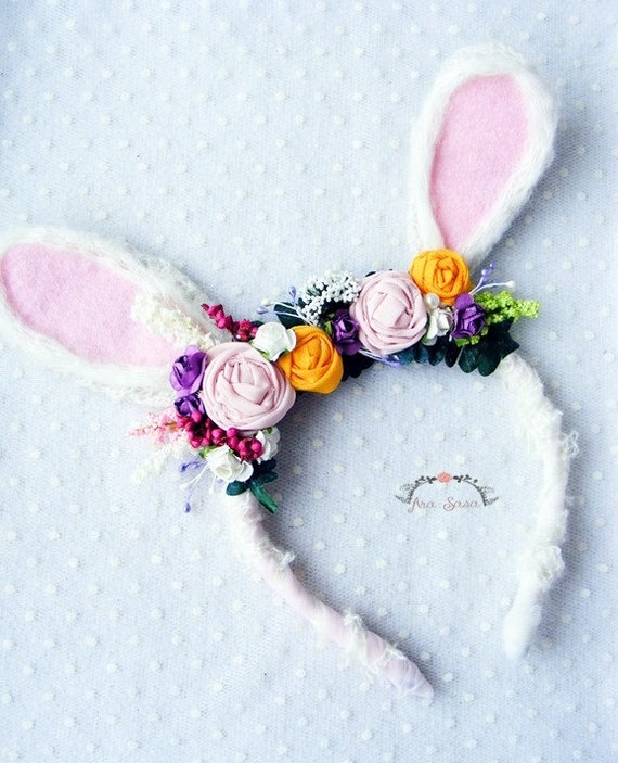 Download Bunny ears floral headband/Bunny Ears Flower Crown Easter