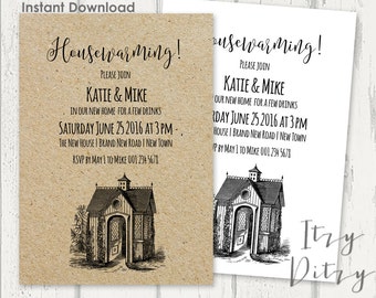 Housewarming invitation template - Download, edit & print yourself today - Printable invitations Word templates Instant Download 5x7"