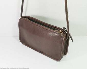 Vintage Coach zip top cross body bag, Coach zippered pouch, Coach bag made in NYC, leather dinky bag, festival bag, gifts for her, HTF