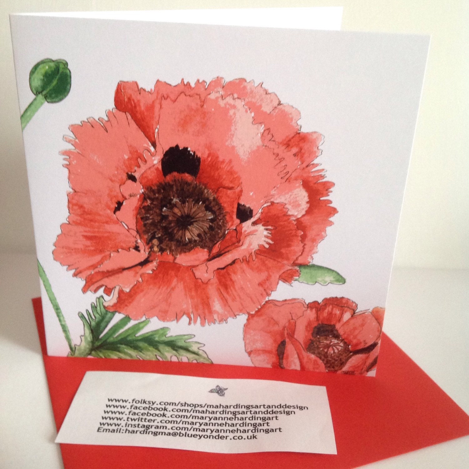 Remembrance Poppy Card Red Poppy Card Blank Poppy Card