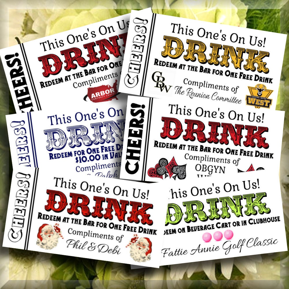 Customized Drink Tickets for Party Wedding Printable Bar