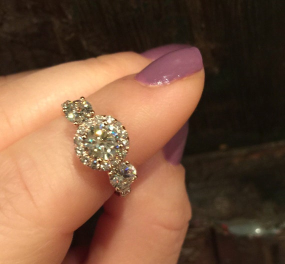 Halo Diamond Engagement Ring 14K Rose Gold Wedding Ring