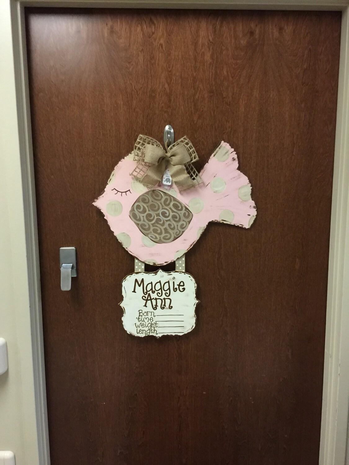 Hospital Door Hanger Bird Door Hanger Nursery Art with Birth