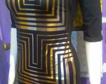 Black and gold bodycon dress