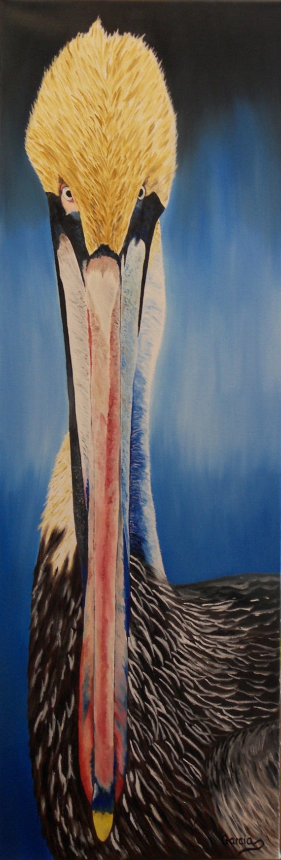 Pelican Original Oil Painting Pelican Bird The by APaintedCanvas