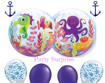 Sea Animals Bubble Balloon Package Seahorse Octopus Under the Sea party decorations Fish Big Bubble Balloons