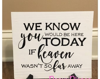 We know you would be here today if Heaven wasn't so far away, wood wedding sign, Remembrance sign, In Memory Of, Memorial sign, chic wedding
