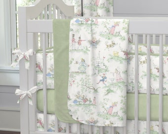Neutral Baby Crib Bedding / Girl Baby Bedding / Boy Crib Bedding: Nursery Rhyme Toile Crib Blanket by Carousel Designs