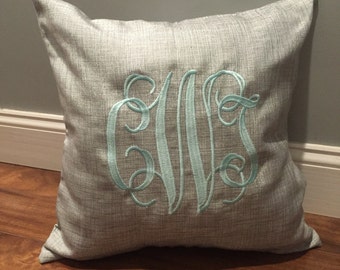 Monogram pillow. Monogram sham. Monogram pillow case. Custom pillow case. Personalized Pillow. Embroidered Pillow.