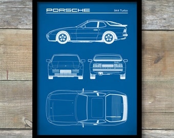 Porsche 944 Turbo Blueprint, Patent Print, Porsche 944 Poster, Porsche 944 Art, Porsche 944 Decor, P262