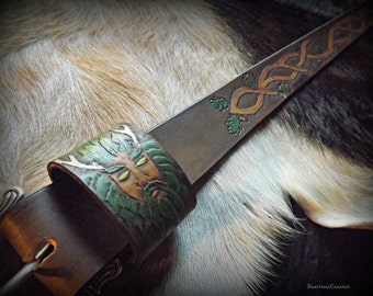 Greenman Druid Belt - Cernnunos - Herne - Celtic Knotwork Oak Branches