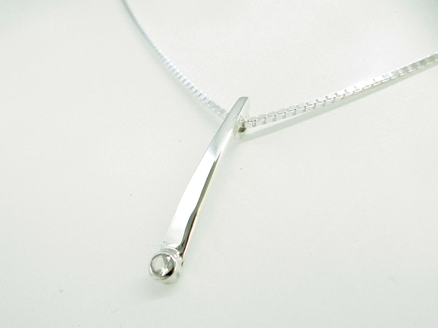 Silver Bar Pendant Sterling Silver Bar Necklace Bezel Set