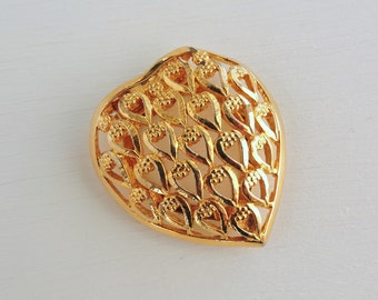 Vintage Heart Scarf Ring, Celebrity Scarf Loop, Valentines Day Scarf Pin, Gold Tone Hearts Scarf Clip, Womens Accessories, Estate Jewelry
