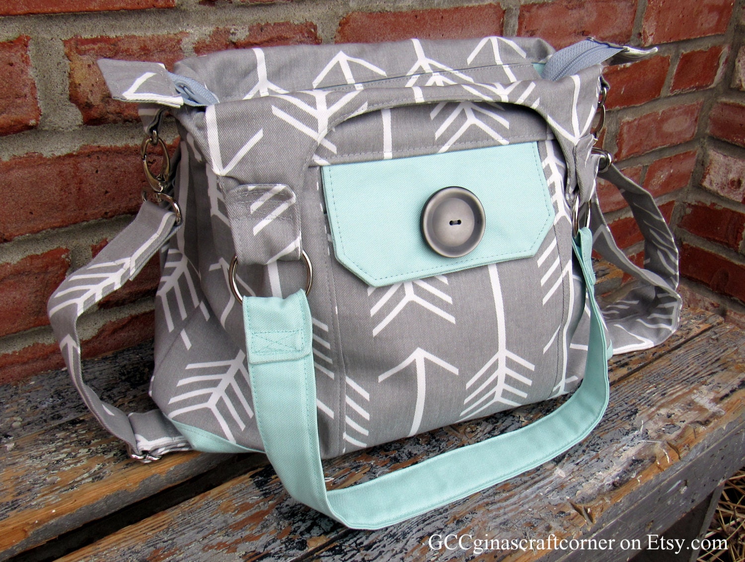 Concealed Carry purse Gray Arrow fabric Made in MO USA