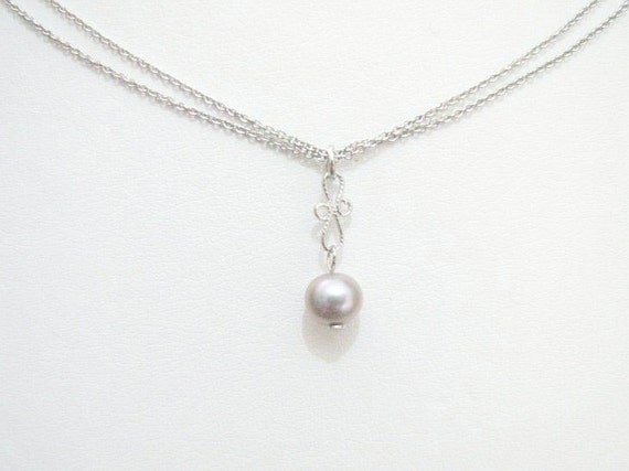 Freshwater Pearl Pendant Necklace Sterling Silver Twins Chain
