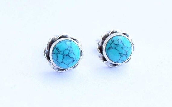 Turquoise Stud Earrings Stone Stud Studs Earrings by avicraft
