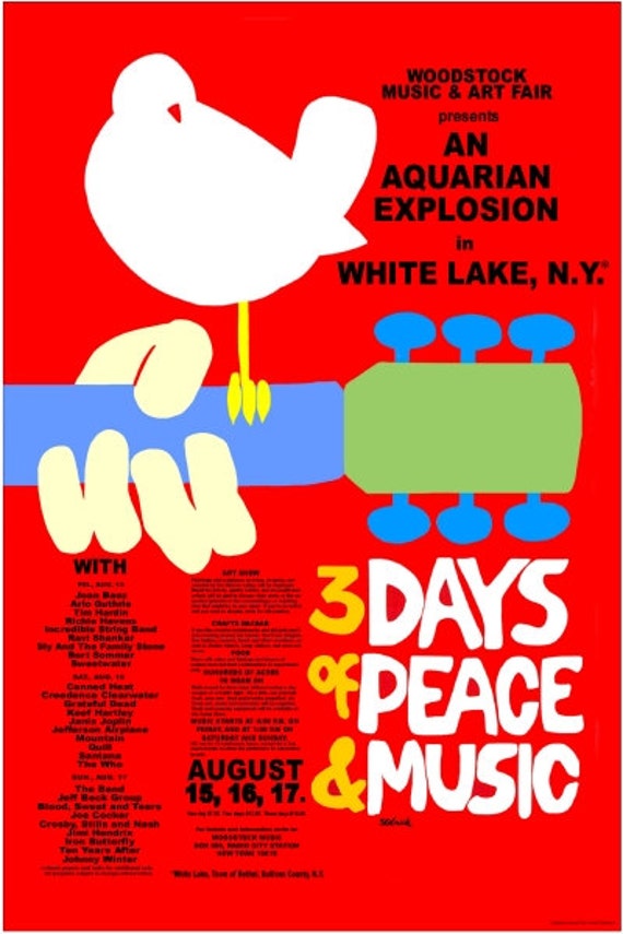 WOODSTOCK 1969 Concert POSTER by POSTERALLEY on Etsy